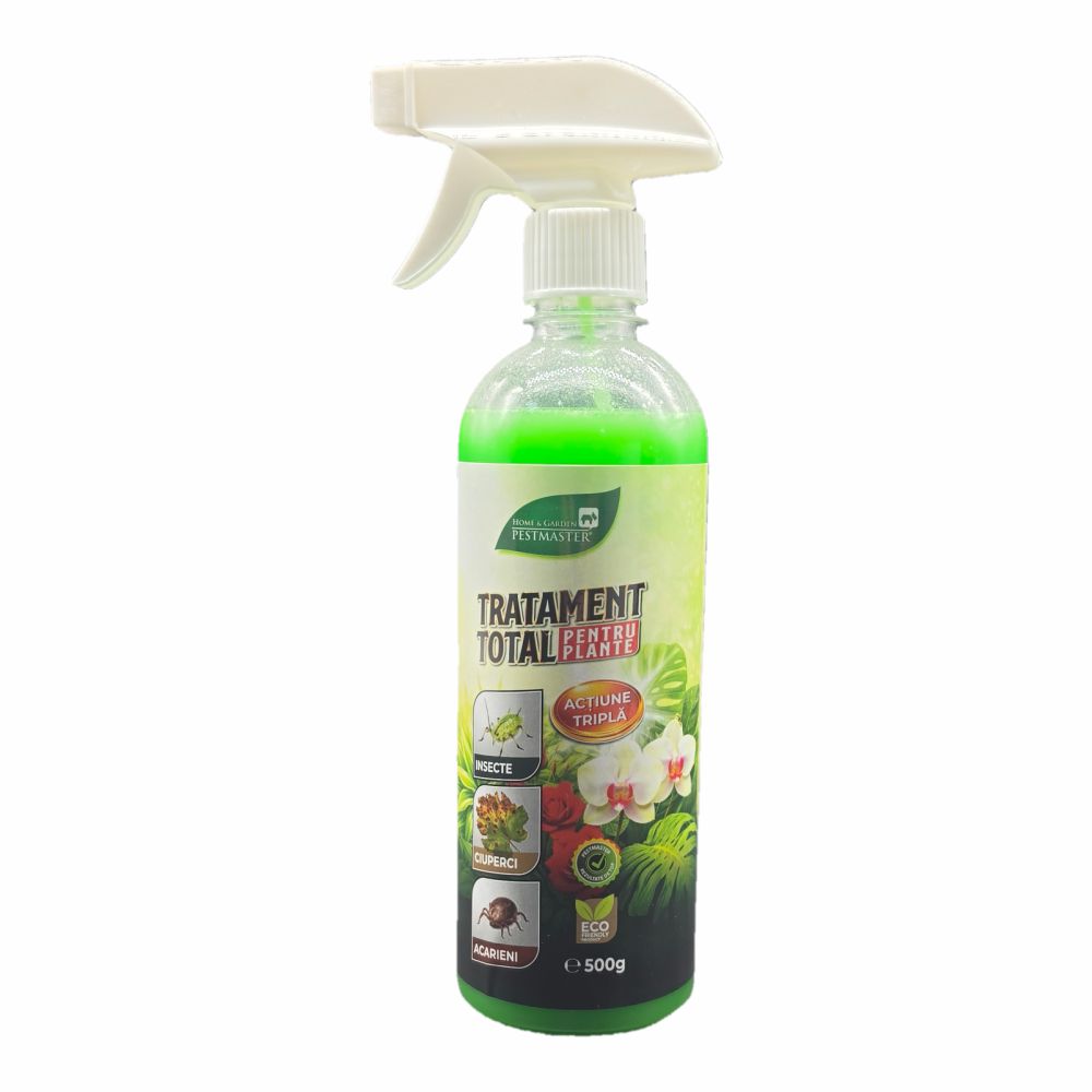 Spray anti insecte, ciuperci, acarieni Tratament Total pentru plante, actiune tripla - 500ml