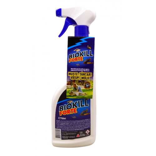 Insecticid gata de utilizare pentru muste, tantari, viespi si molii, Biokill Forte, 750 ml