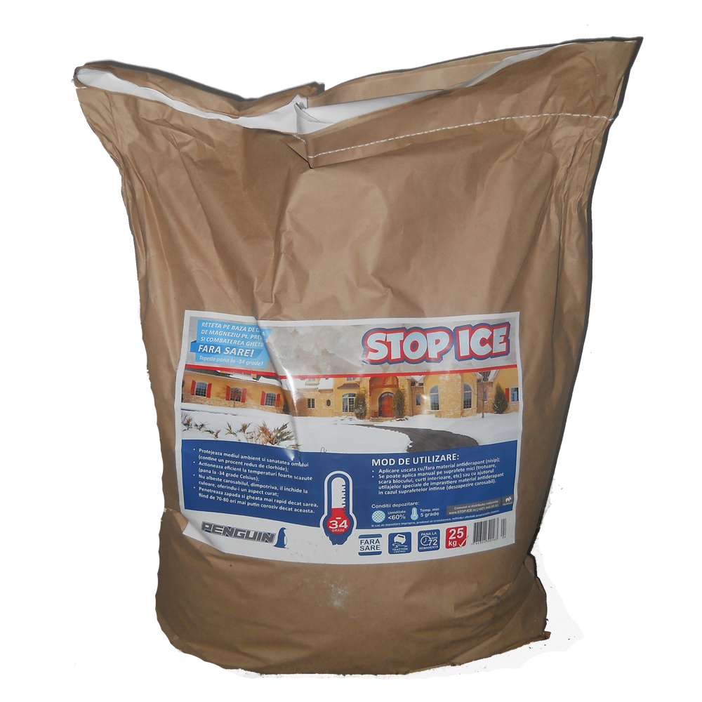 Stop Ice 25 kg. Pentru deszapezire, prevenire si combatere gheata, dezghetare rapida